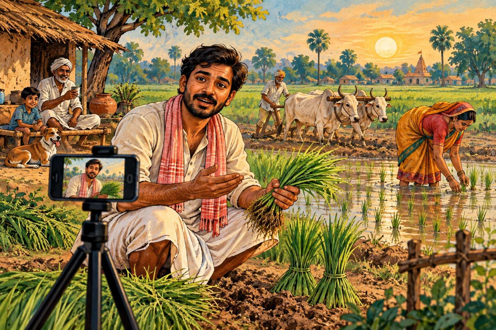 Illustration of A Day's Work On The Farm: Show your regular farm routine and explain the work as viewers come and go.