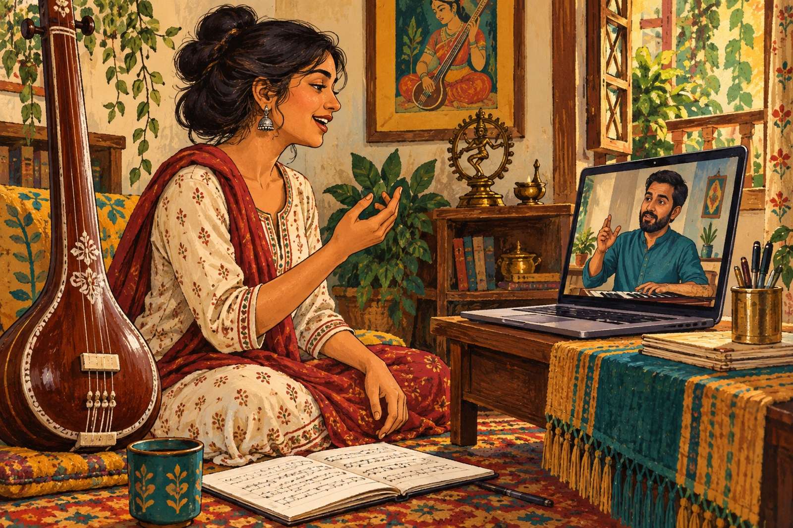 Illustration of Music Practice Coach: Offer individual feedback on singing or an instrument within your teaching experience.