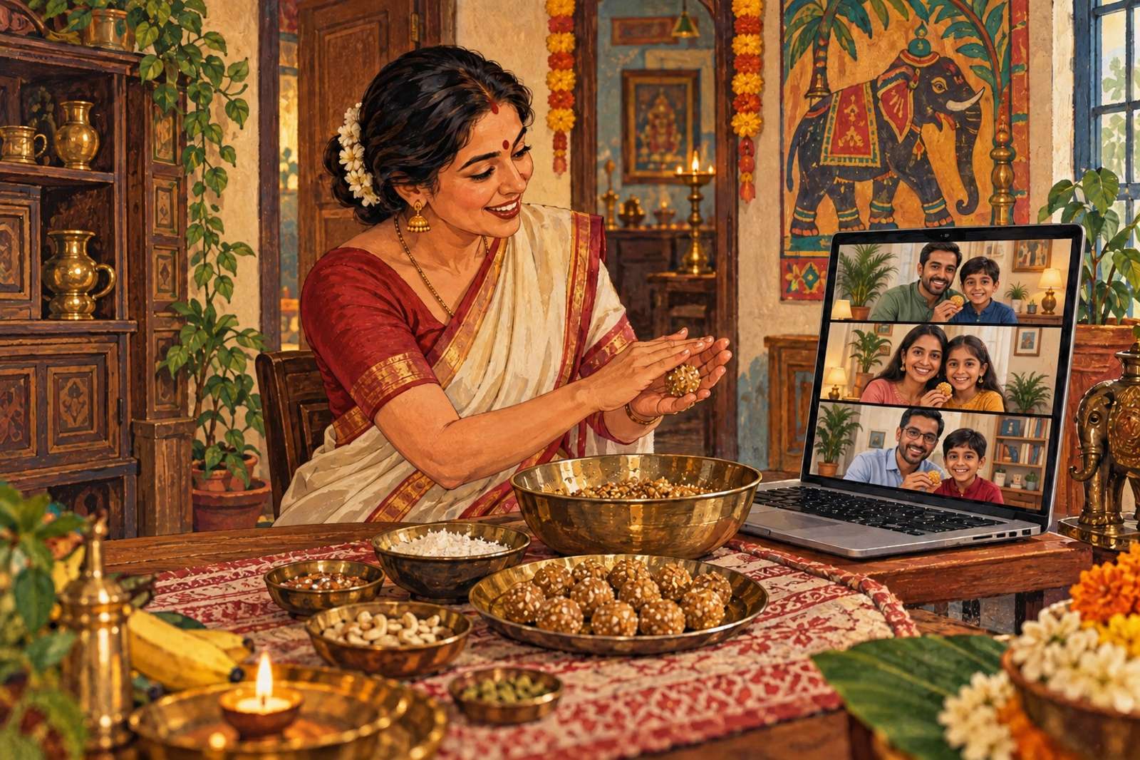 Illustration of NRI Cultural Sunday: Explore a festival, story, recipe or tradition through a guardian-managed family session.