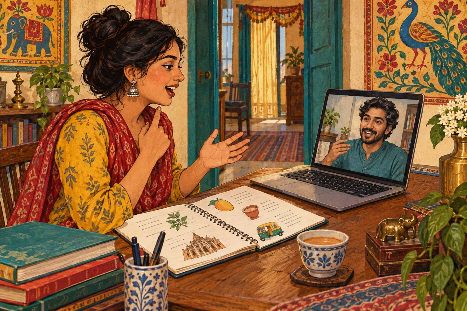 Illustration of Regional Language Buddy: Practise speaking, pronunciation and useful phrases in an Indian language you know well.